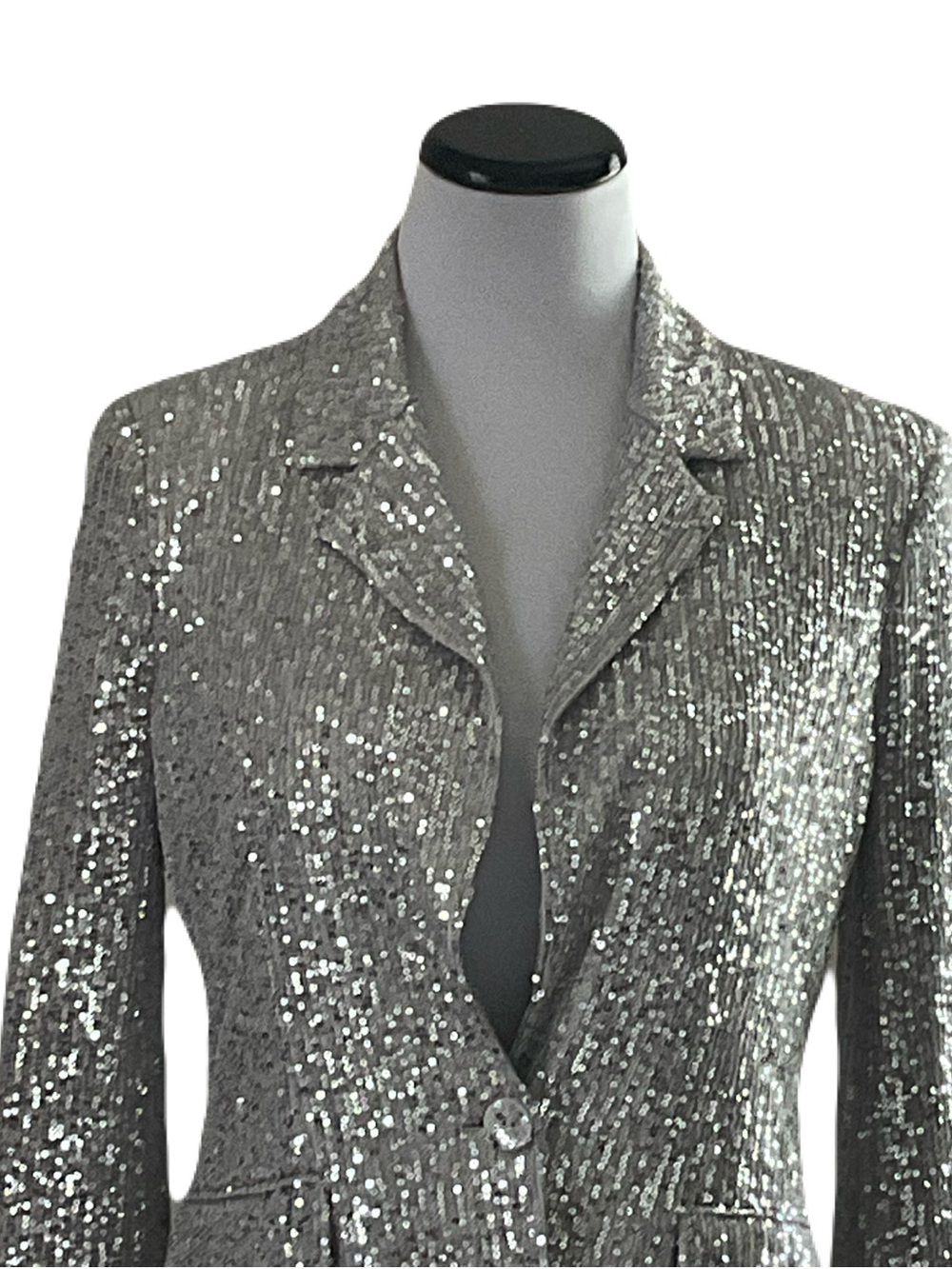 SO Silver Sequin Women’s Blazer Jacket Size XS
